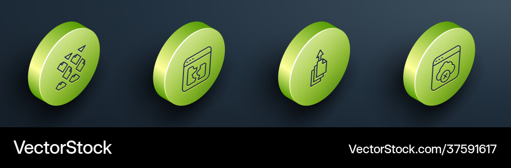 Set isometric line data stream broken file Set isometric line data stream broken file vector image