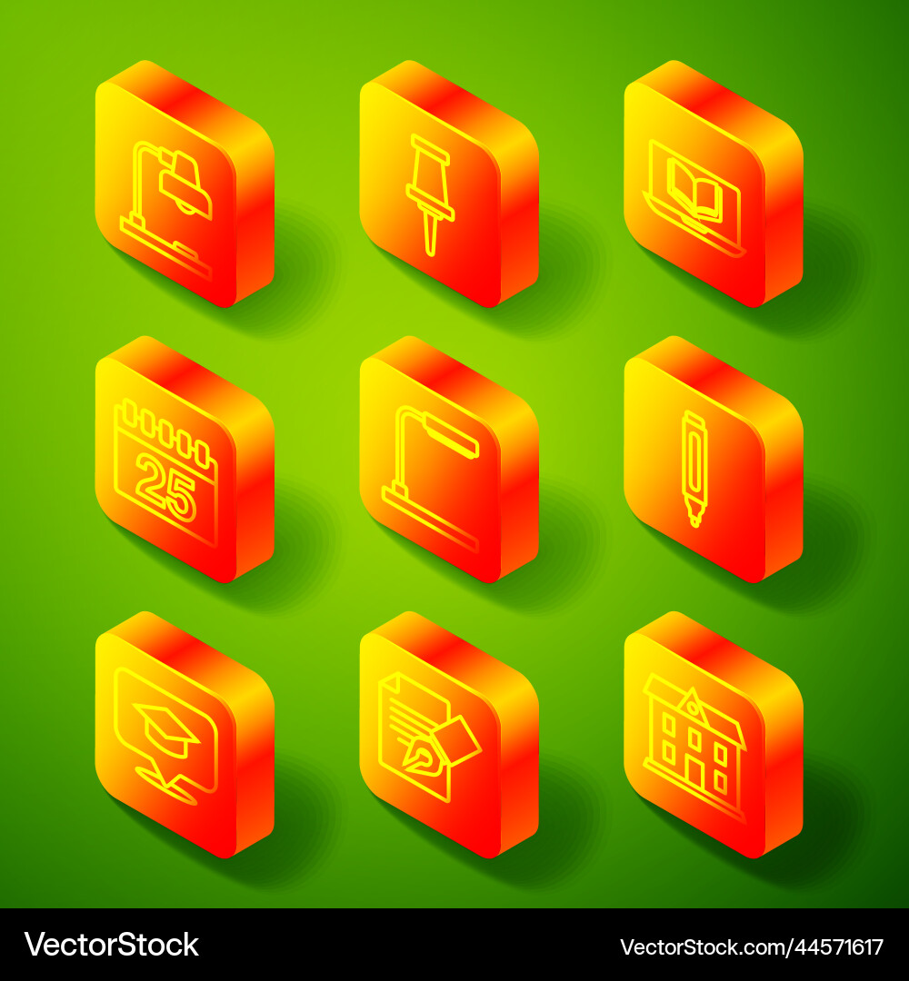 Set line table lamp push pin online class Set line table lamp push pin online class vector image