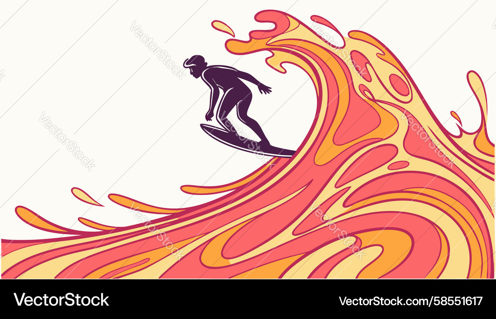 Surfer Riding Dynamic Wave Vector Image