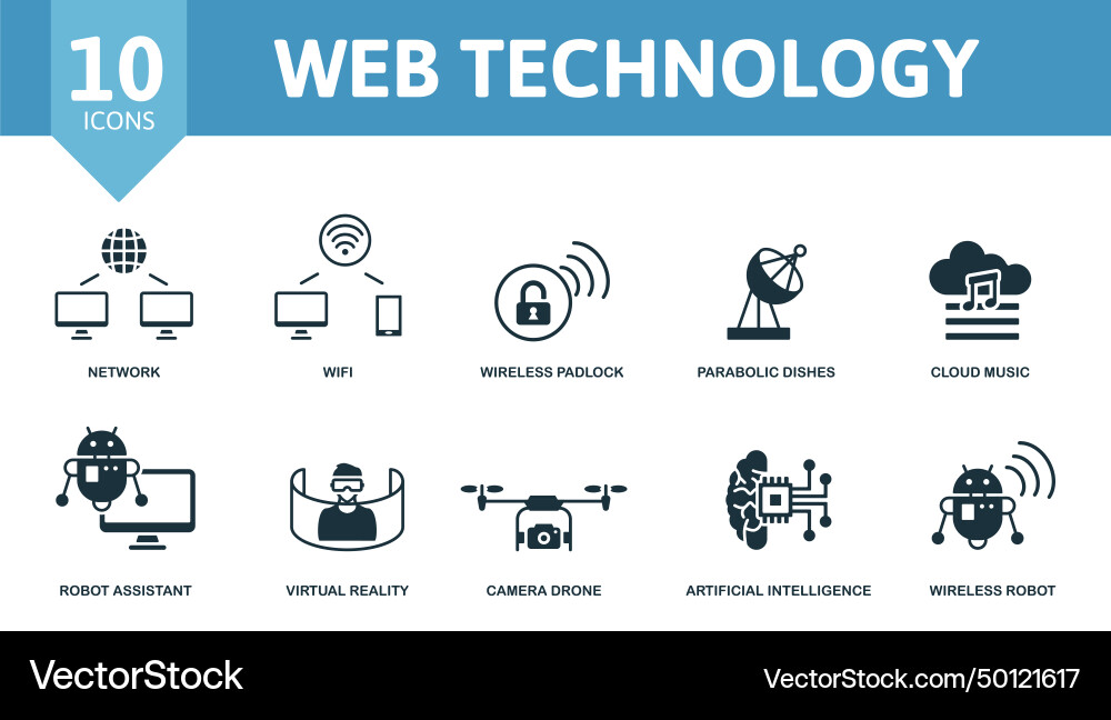 Web technology icon set contains editable icons Web technology icon set contains editable icons vector image