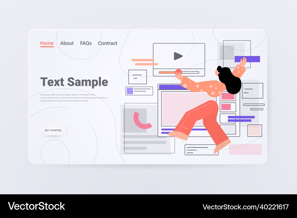 Woman developer creating website ui interface web Woman developer creating website ui interface web vector image
