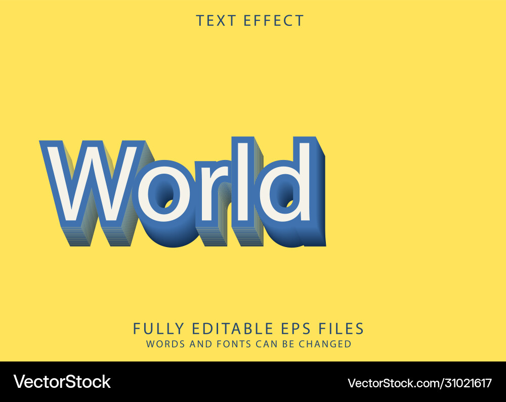 World 3d - editable text effect Vector Image