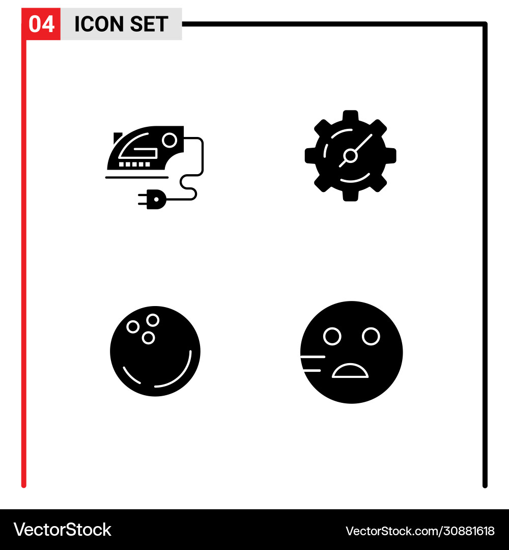 4 universal solid glyphs set for web and mobile vector image