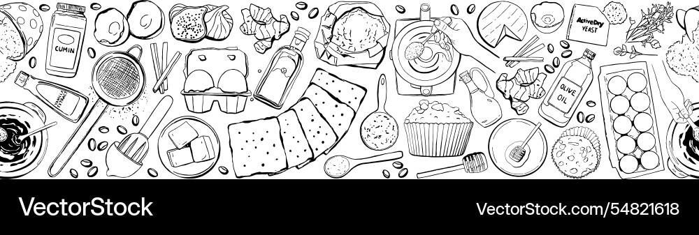 Baking recipe border repeat pattern Vector Image