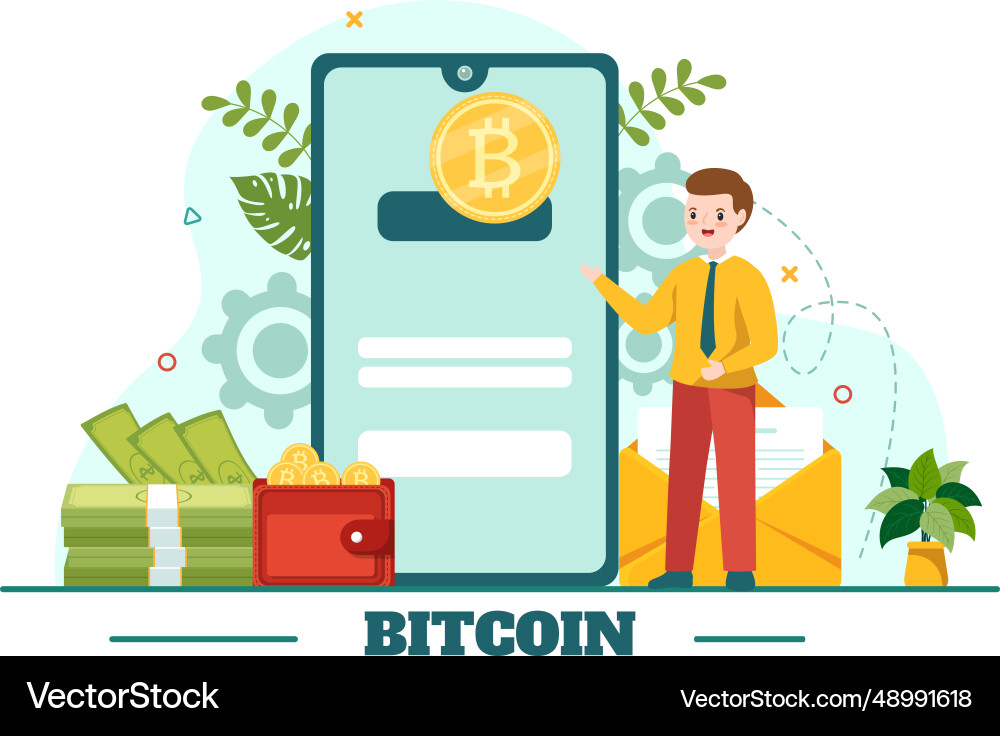 Bitcoin with cryptocurrency coins of blockchain Vector Image
