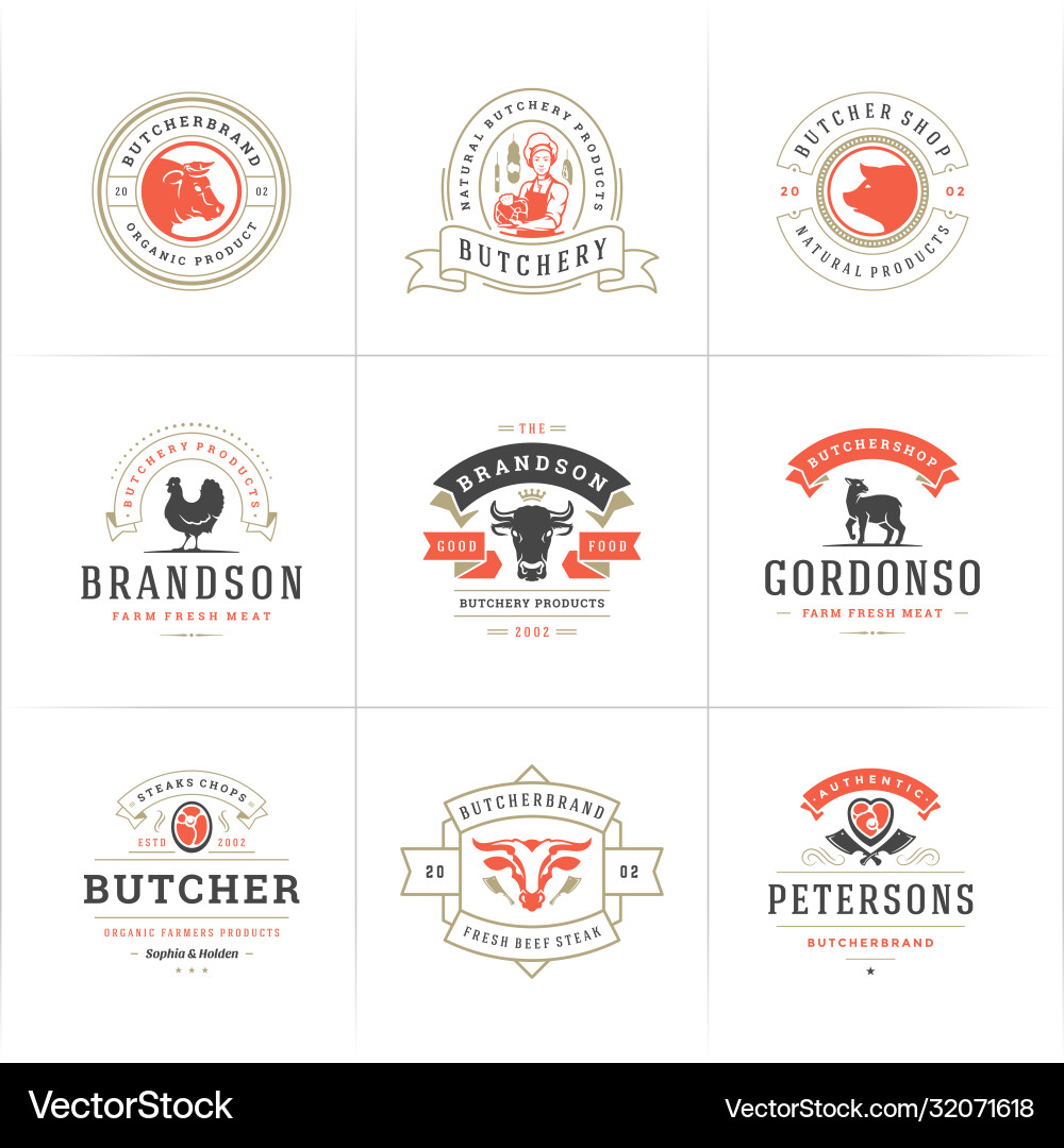 Butcher shop logos set good Butcher shop logos set good vector image