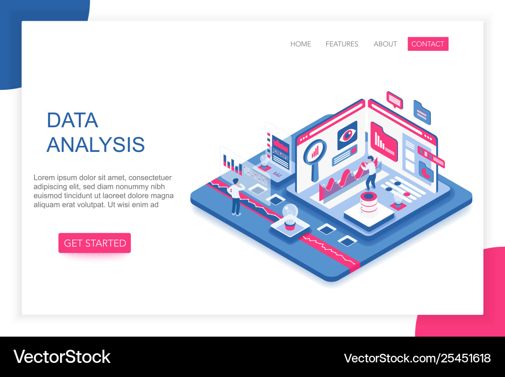 Data Analytics 3D Isometric Template vector image