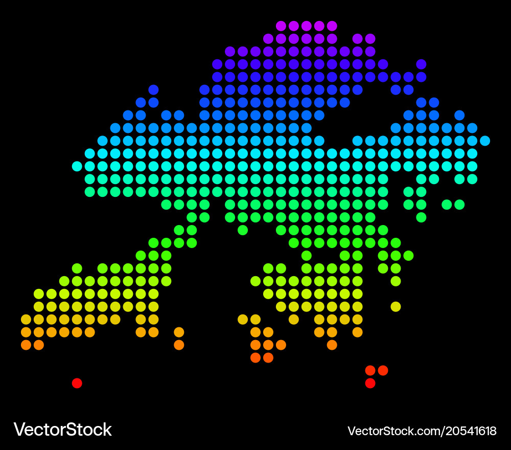 Dotted pixel spectrum hong kong map vector image
