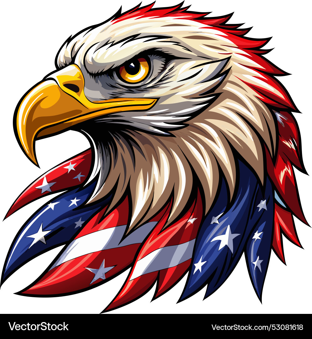 Eagle head with american flag pattern Royalty Free Vector