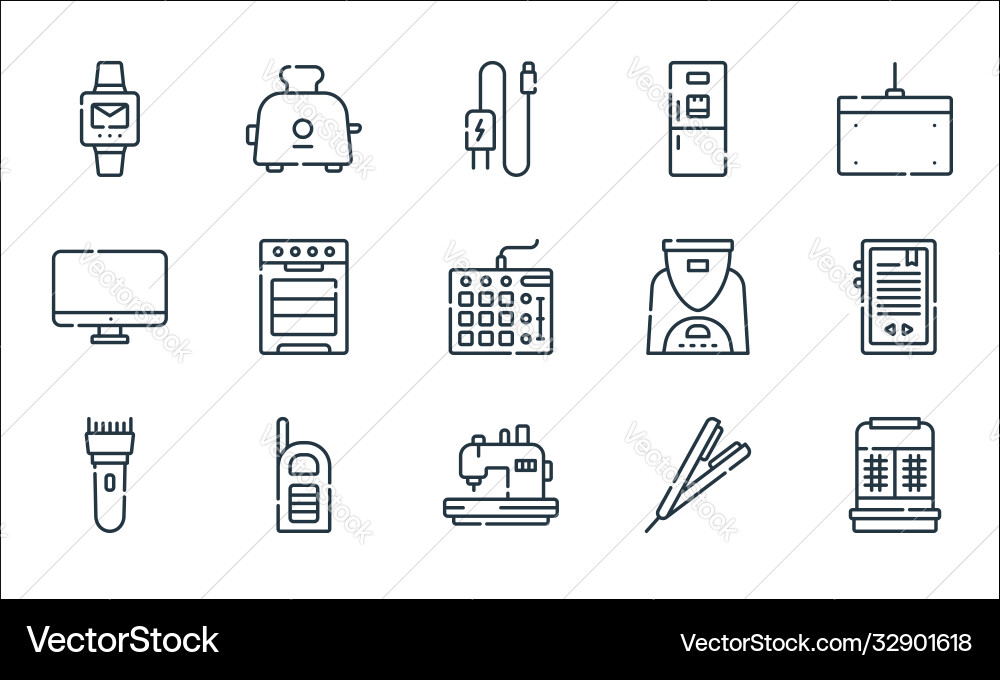 Electronics line icons linear set quality Electronics line icons linear set quality vector image