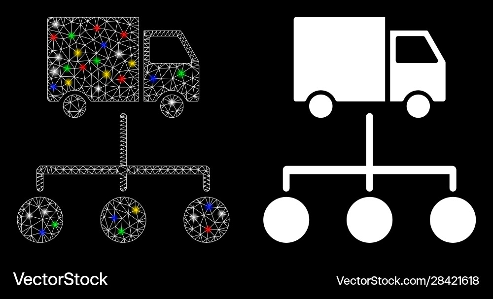 Flare mesh wire frame lorry distribution scheme vector image
