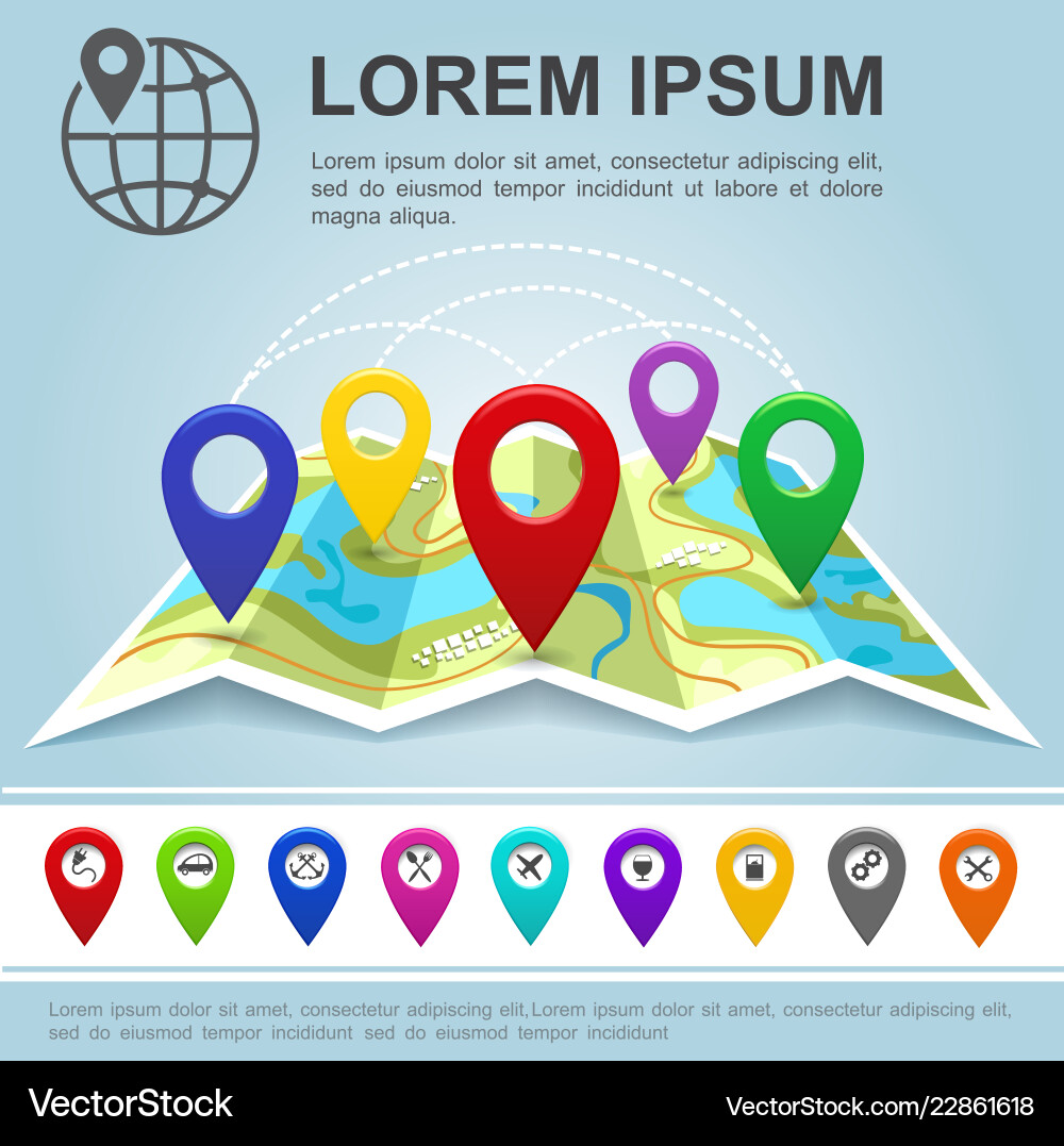 Flat global positioning system template Flat global positioning system template vector image