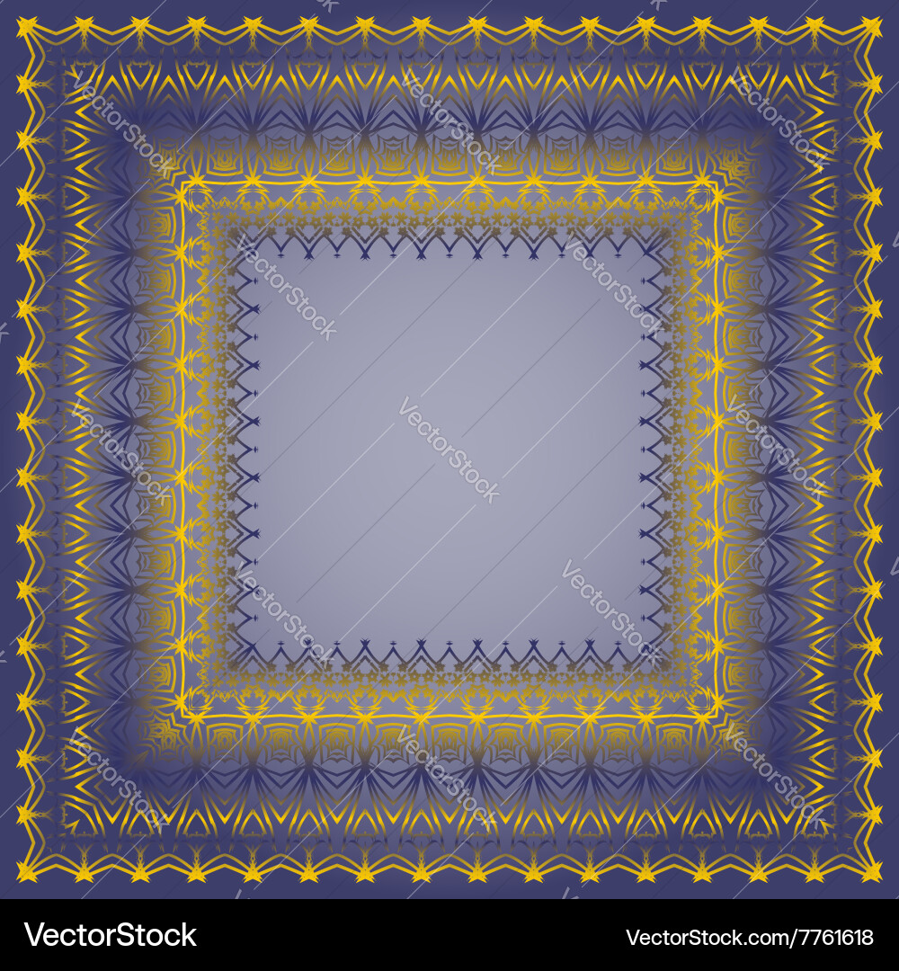 Frame with gold pattern on a blue background vector image