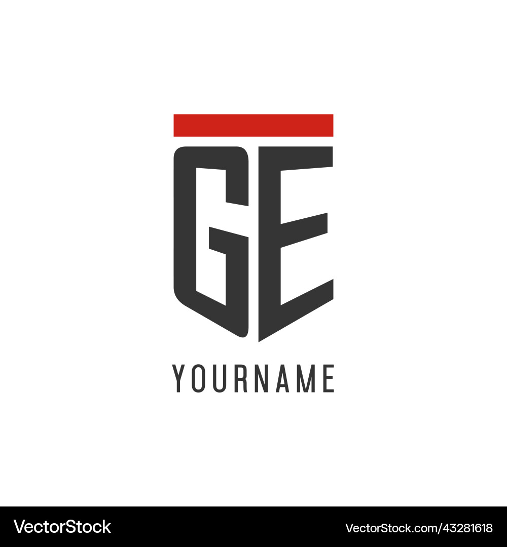 Ge initial esport logo with simple shield design Vector Image