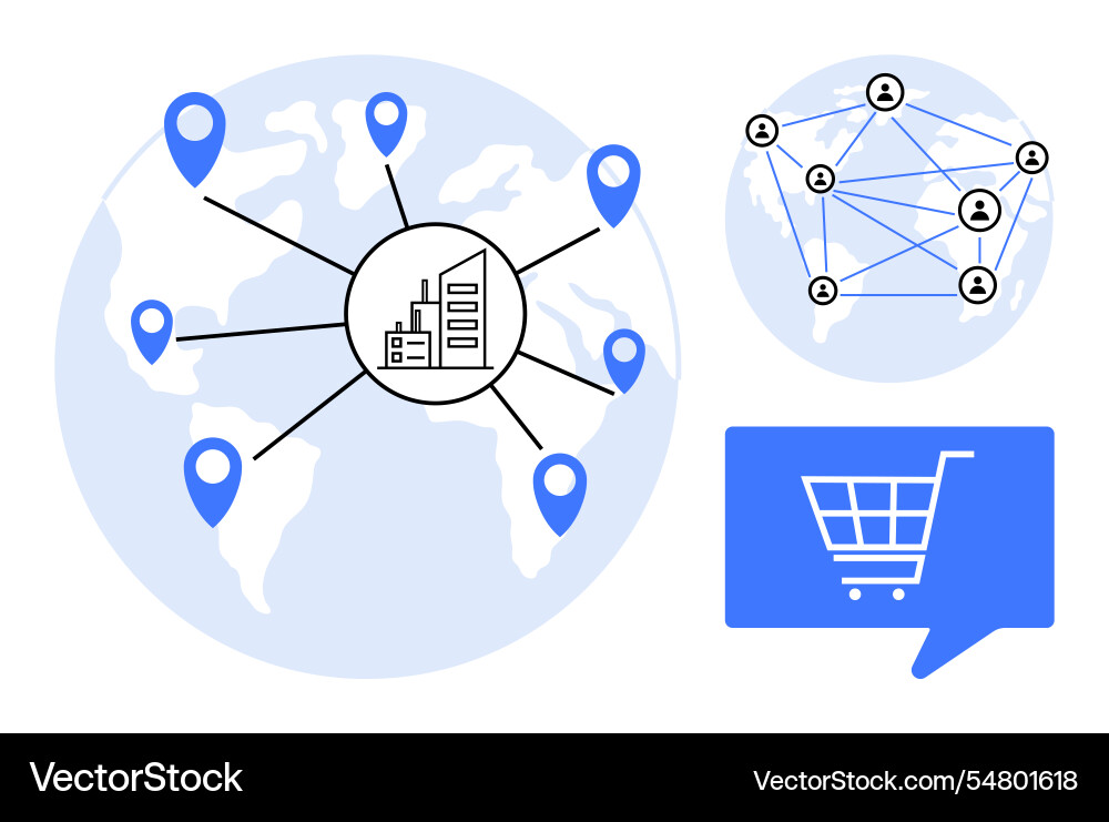 Global business network with interconnected Global business network with interconnected vector image