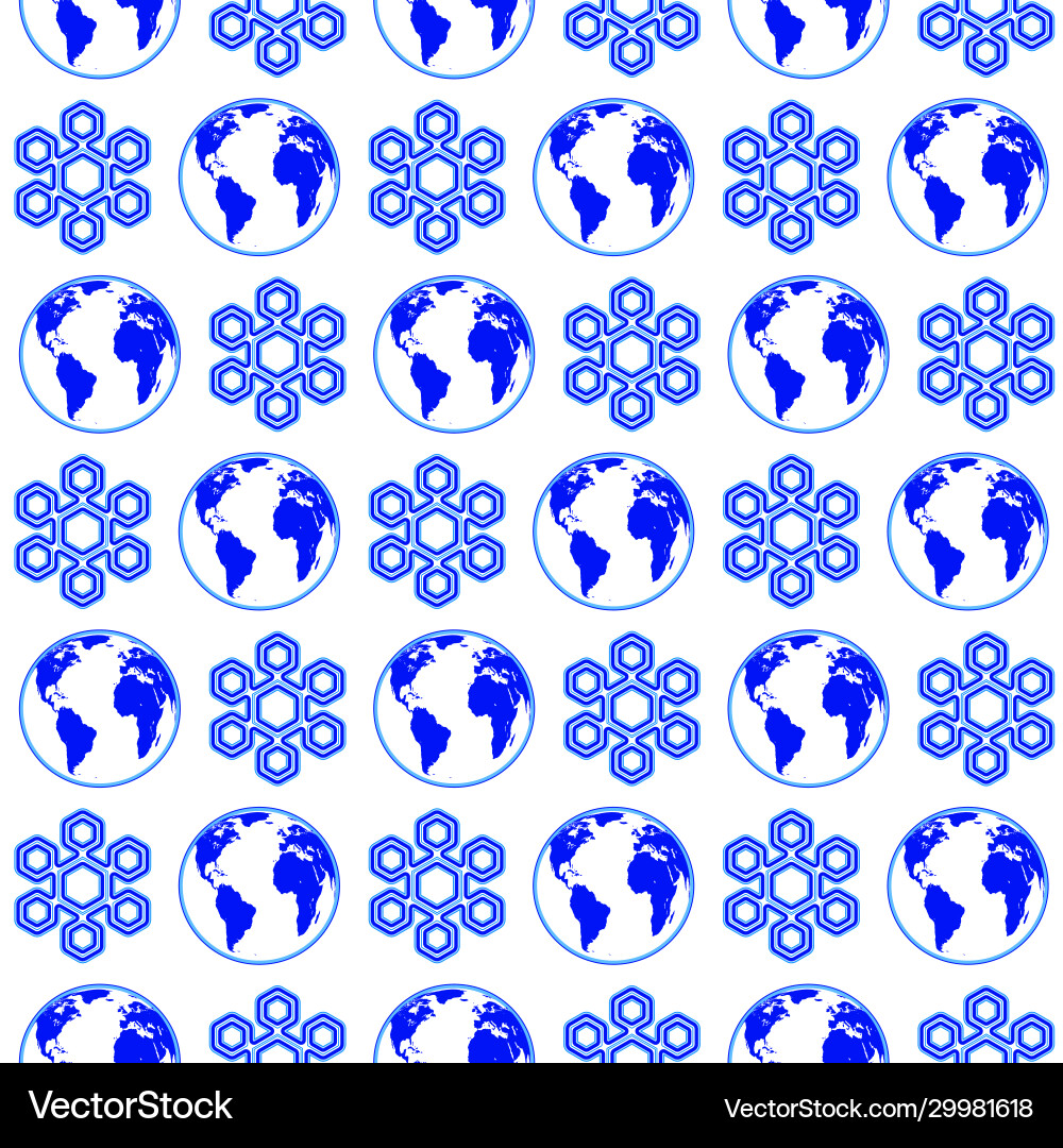 Globe and snowflake pattern vector image