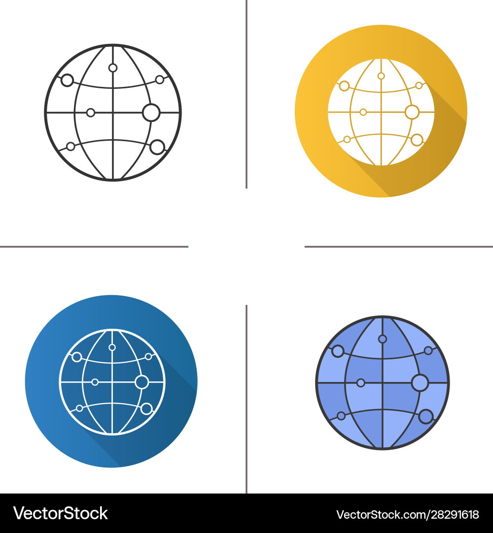 Globe model with route points icon Globe model with route points icon vector image