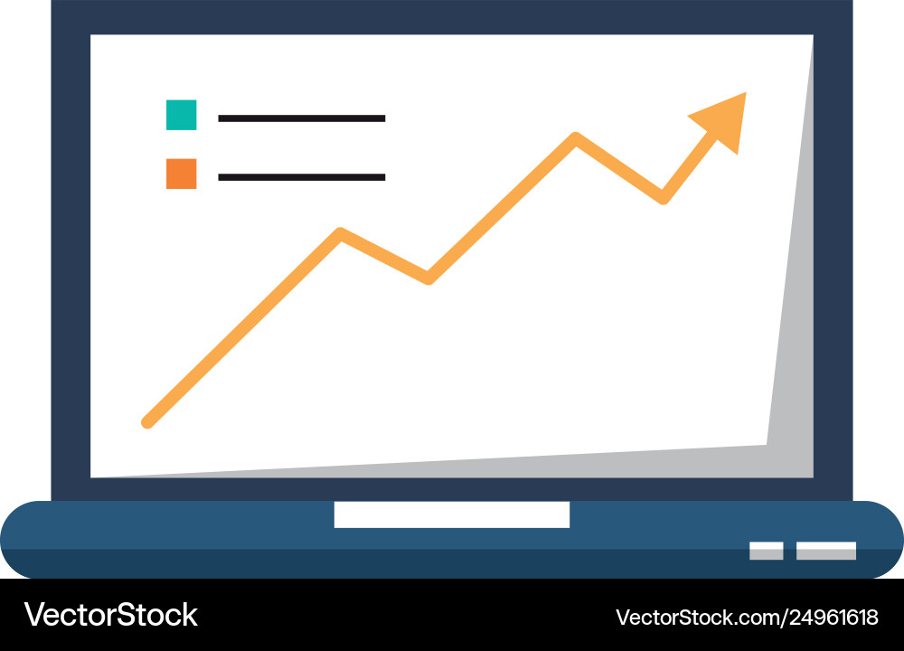 Laptop graph data isolated vector image