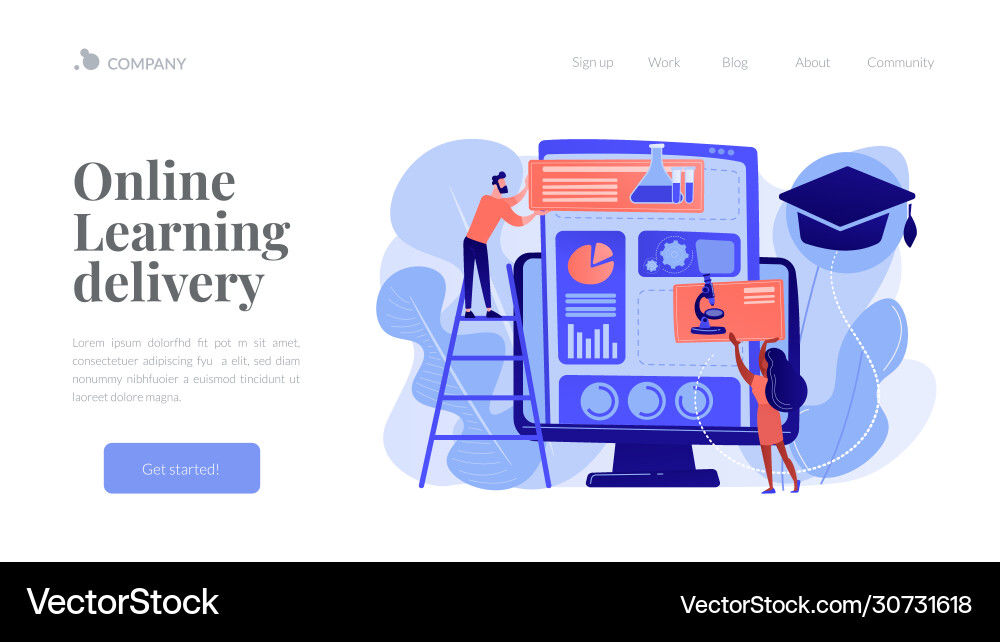 Learning management system concept landing page Learning management system concept landing page vector image