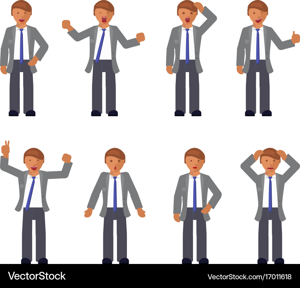 Man Emotion Portrait Set Vector Image