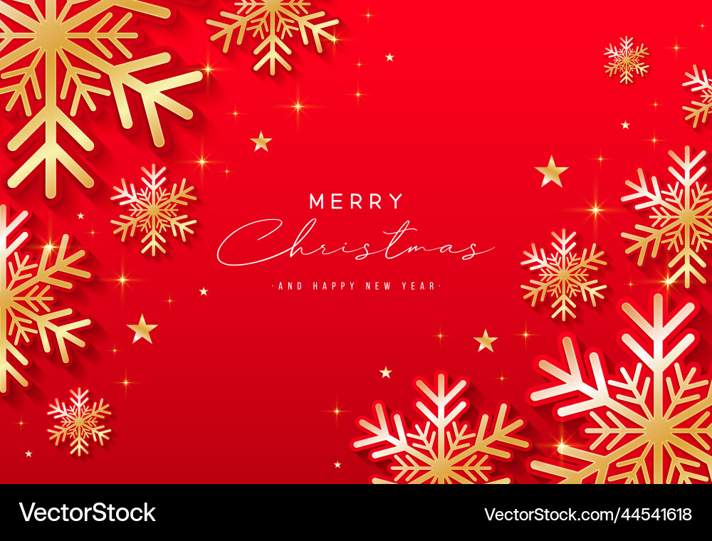 Merry christmas greeting card with shiny gold Merry christmas greeting card with shiny gold vector image