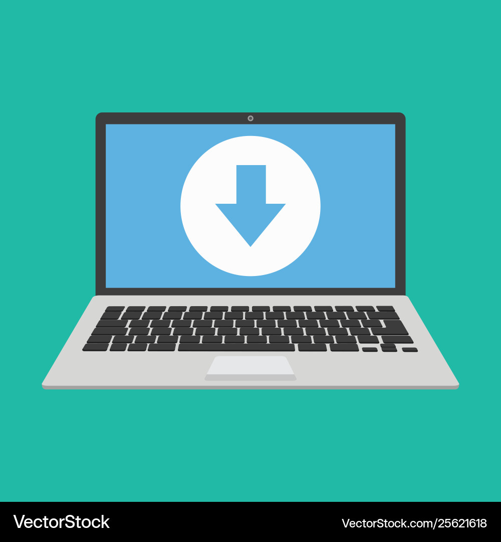 New laptop with icon up loading on screen New laptop with icon up loading on screen vector image