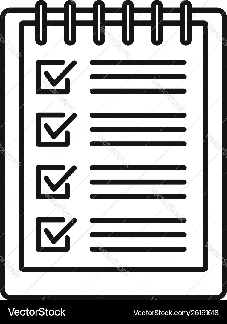 Notebook checklist icon outline style Notebook checklist icon outline style vector image