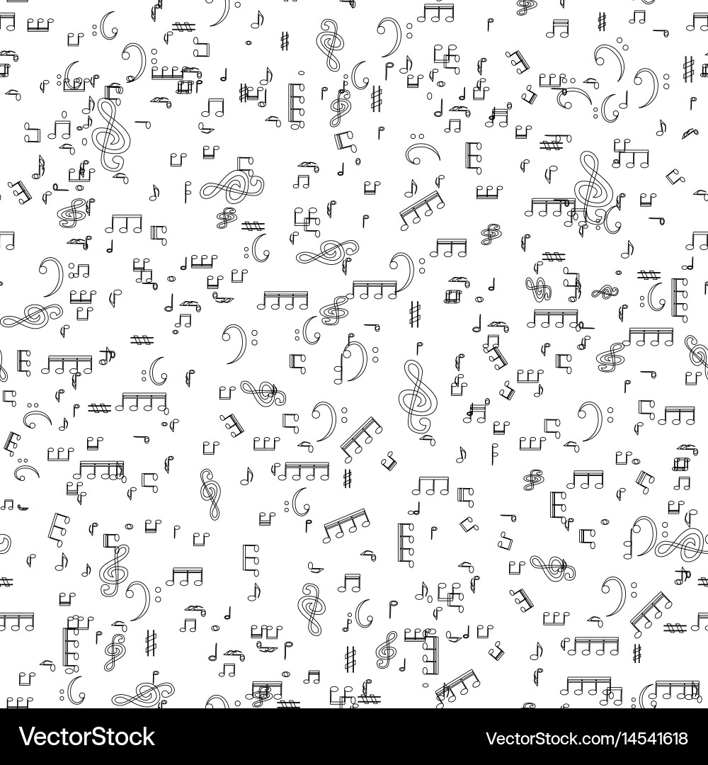 Seamless pattern from set of musical notes vector image
