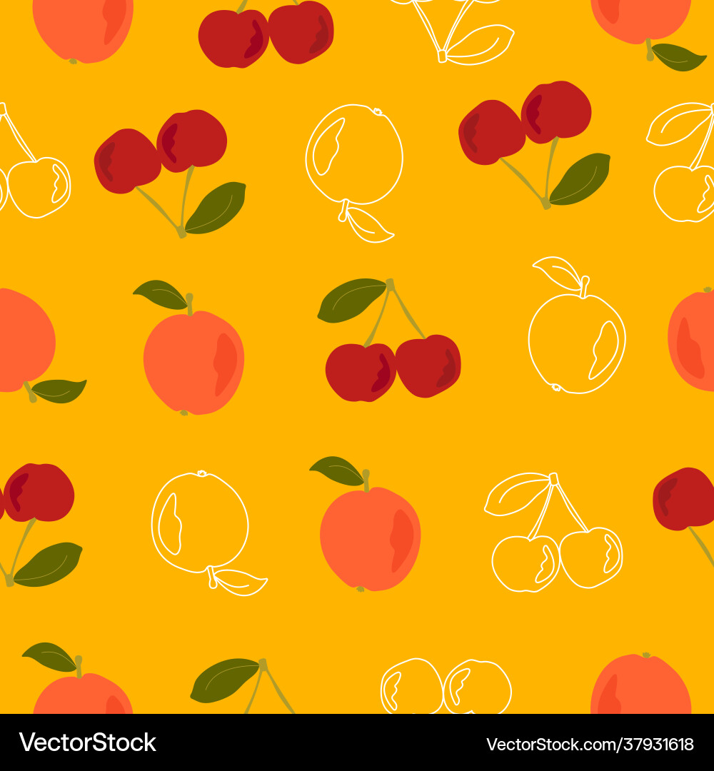 Seamless pattern with apples and cherries Seamless pattern with apples and cherries vector image