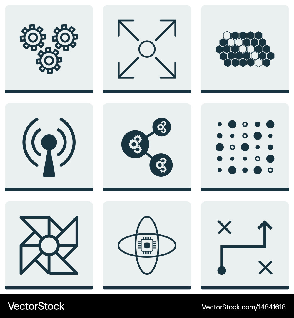 Set of 9 artificial intelligence icons includes vector image