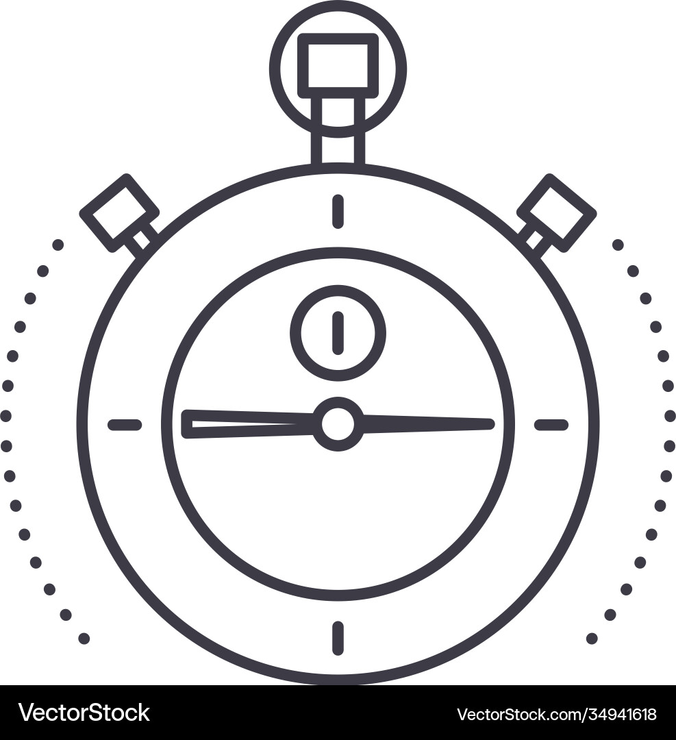 Stopwatch timer icon linear isolated Vector Image