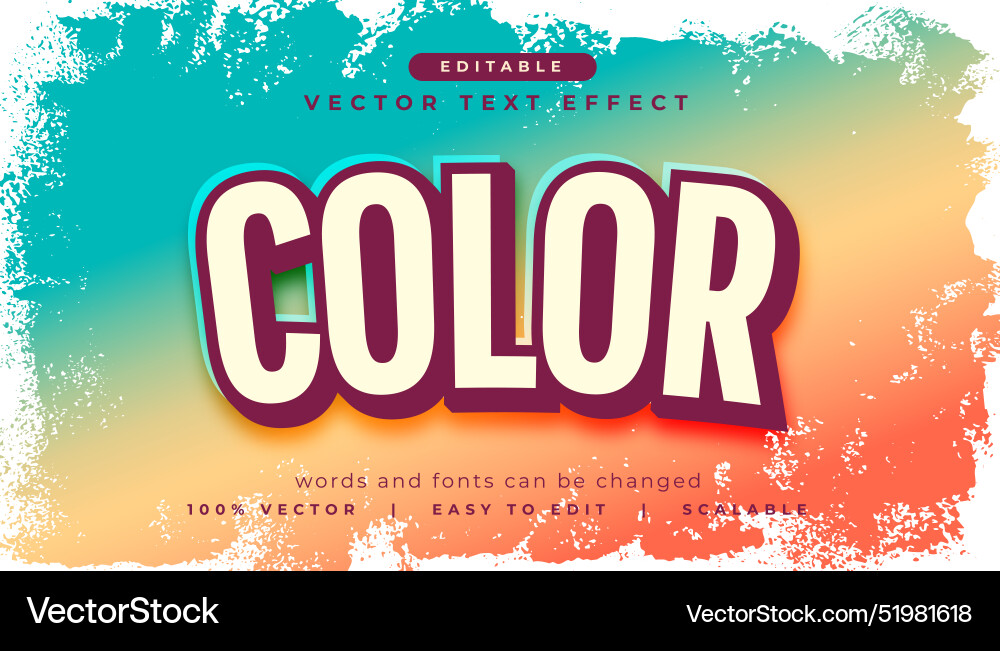 Stylish color font text effect editable template vector image