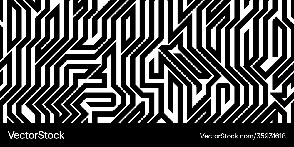 Tech style seamless linear pattern monochrome Vector Image