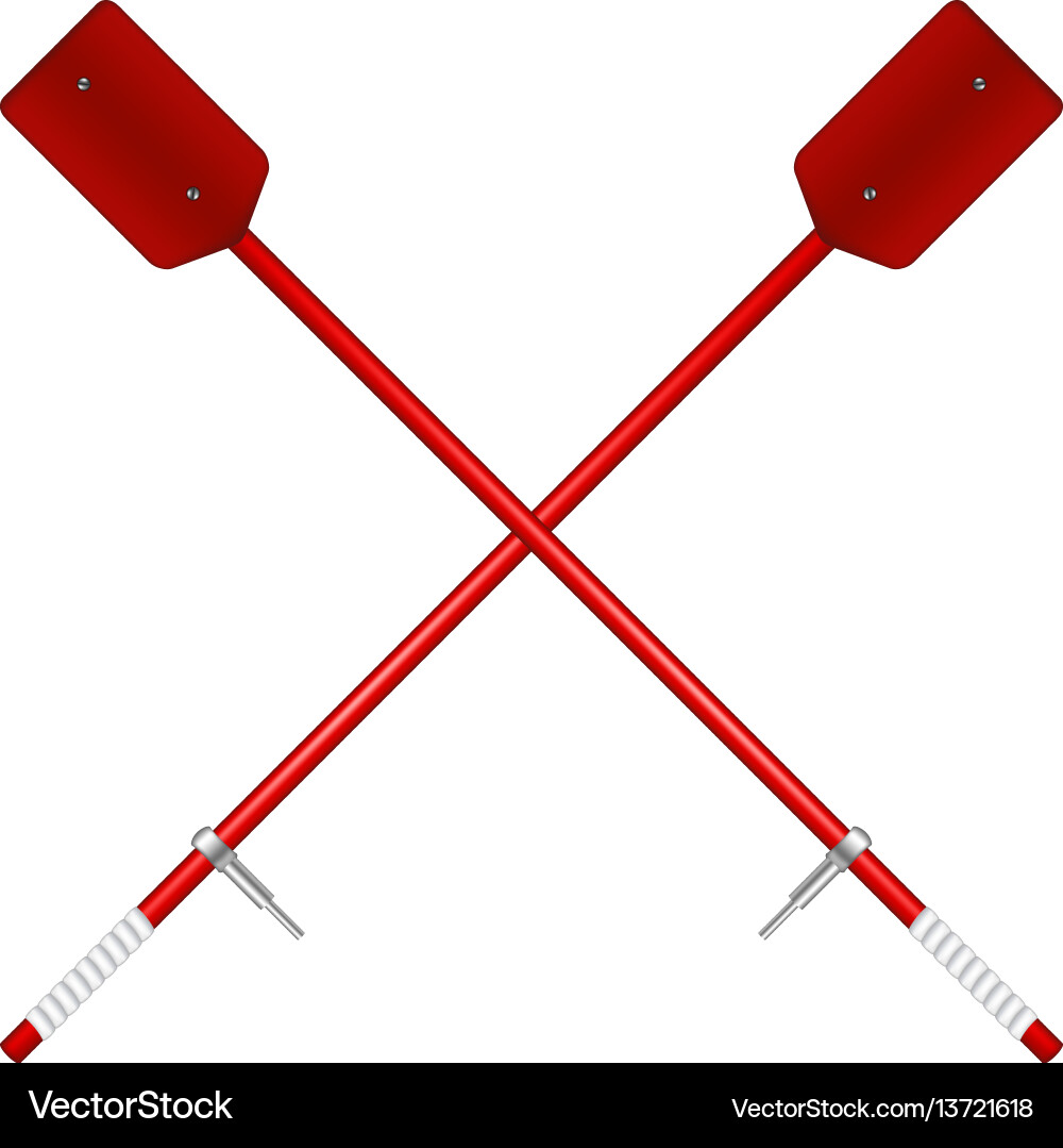 Two crossed old oars in red design vector image