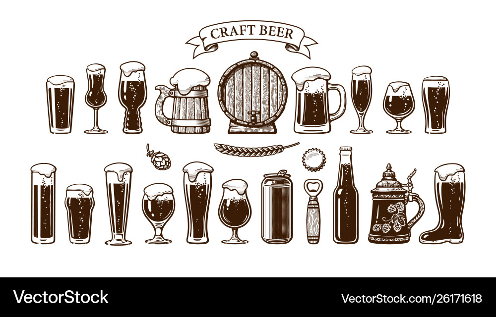 Vintage Beer Objects Collection vector image