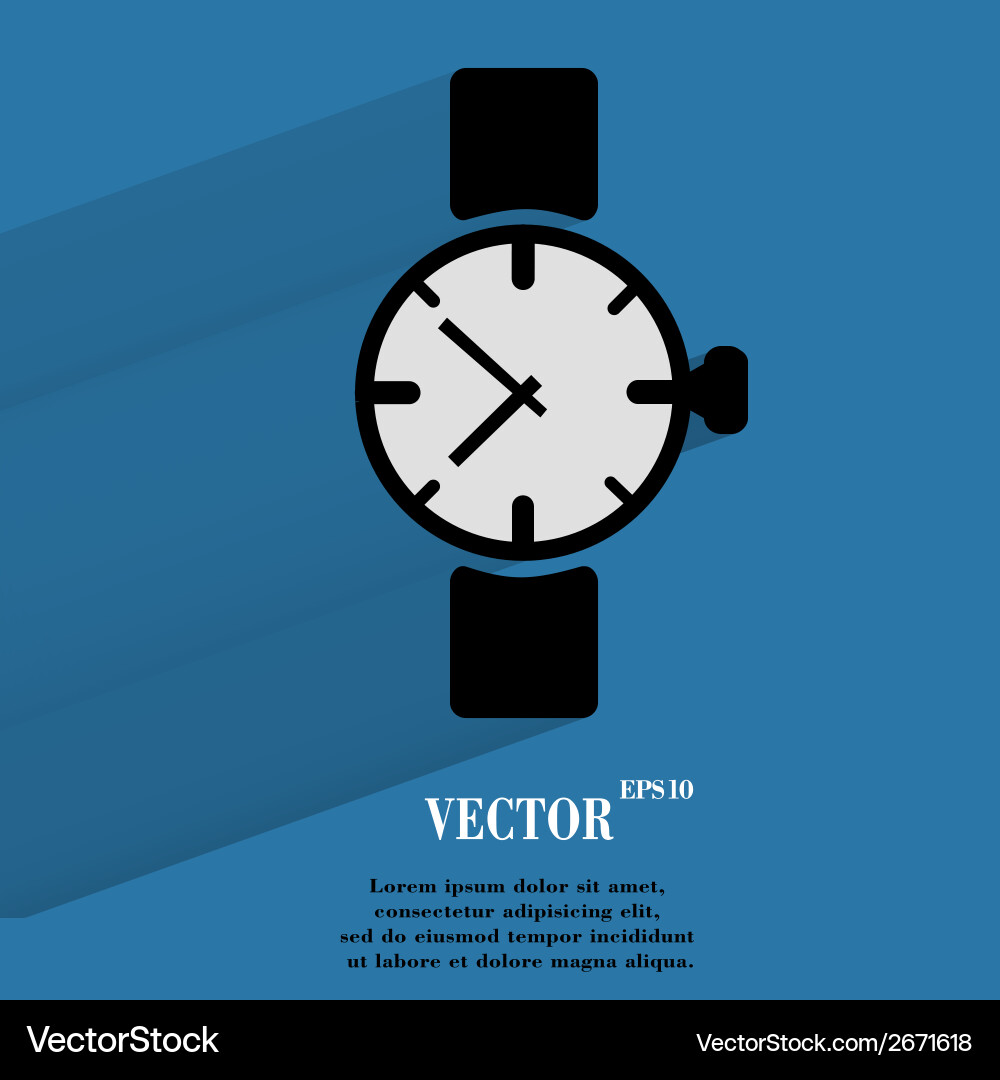 Watchclock flat modern web button with long shadow vector image