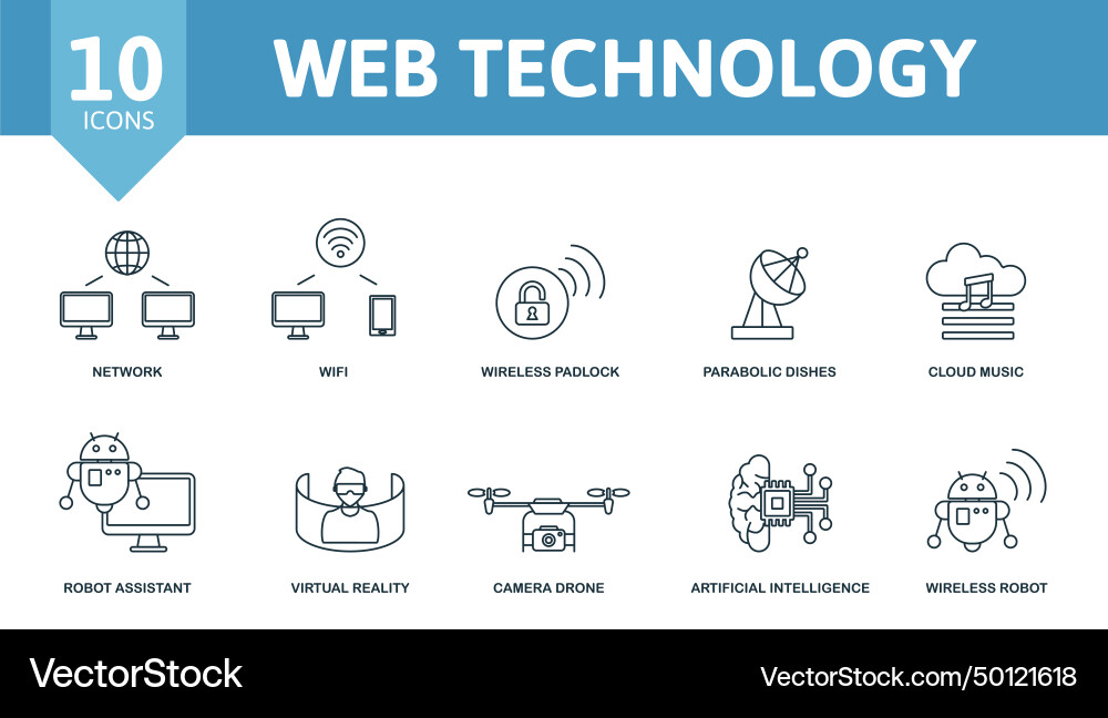 Web technology icon set contains editable icons Web technology icon set contains editable icons vector image