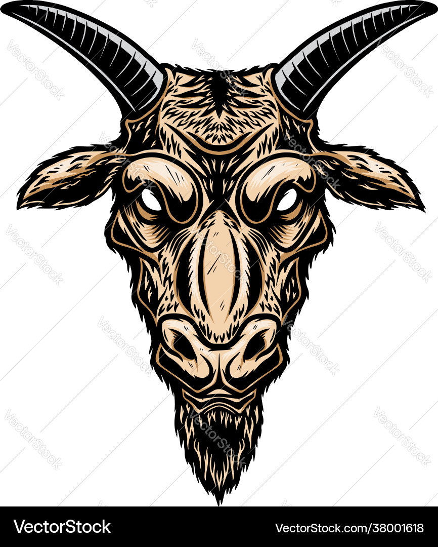 Ziegenkopf Emblem - Rustikale Stil Vektorbild