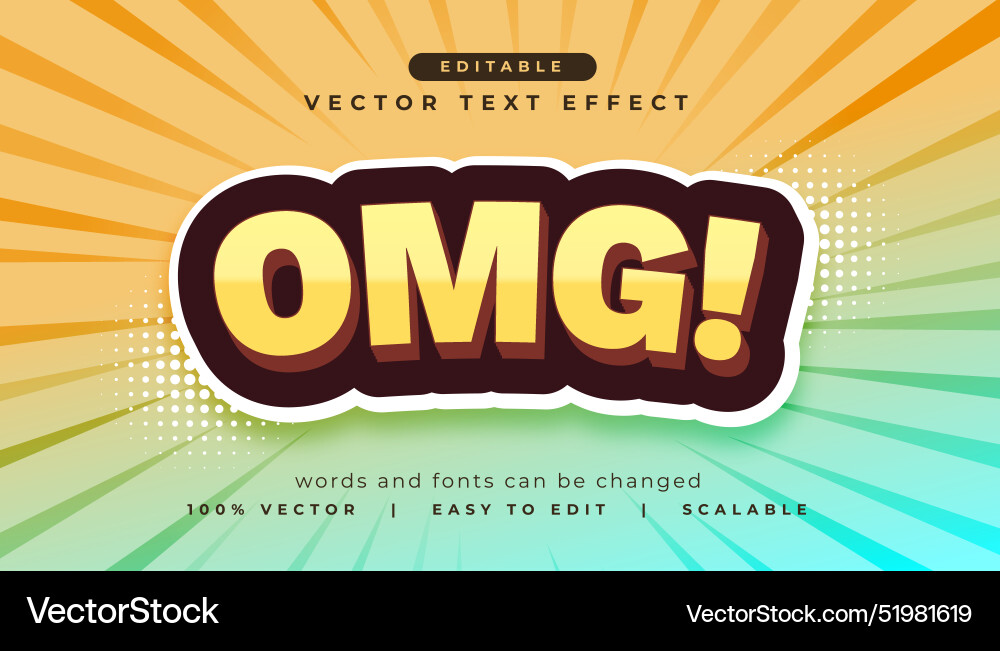 3d omg text effect in editable style vector image