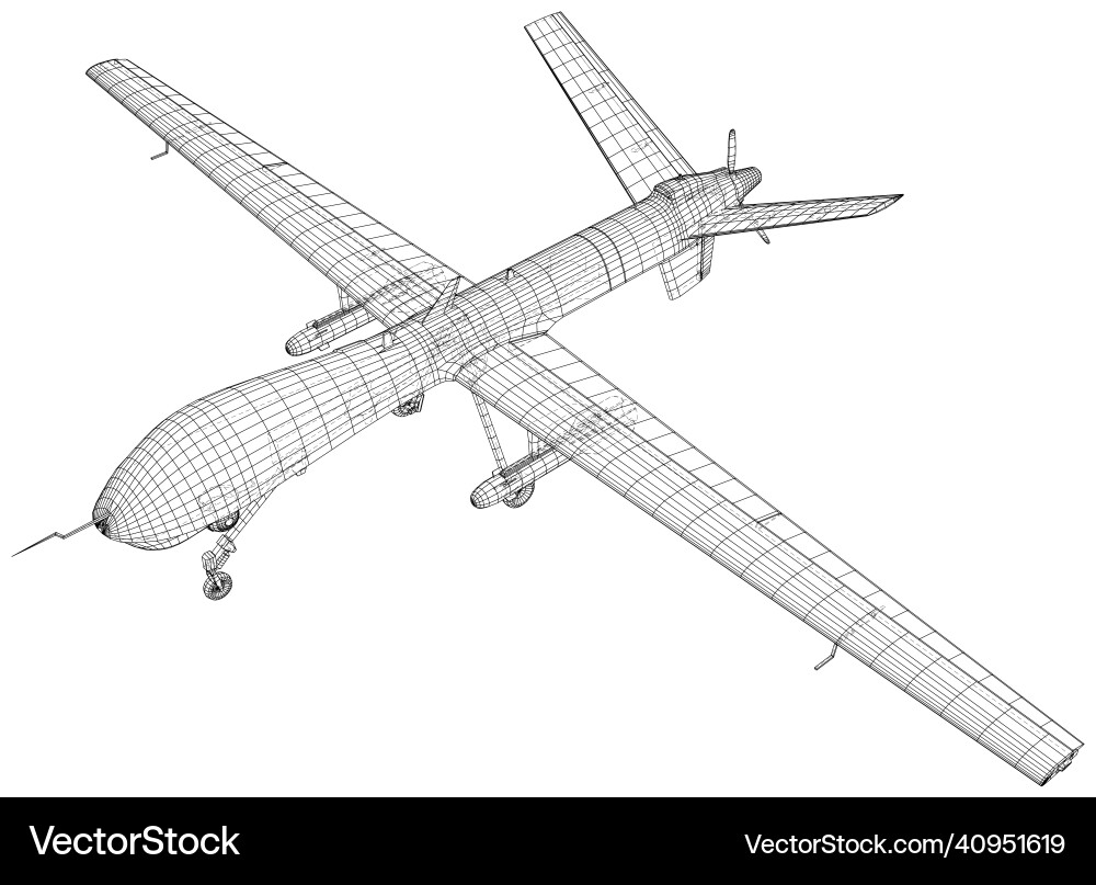 Aircraft rendering of 3d predator Aircraft rendering of 3d predator vector image