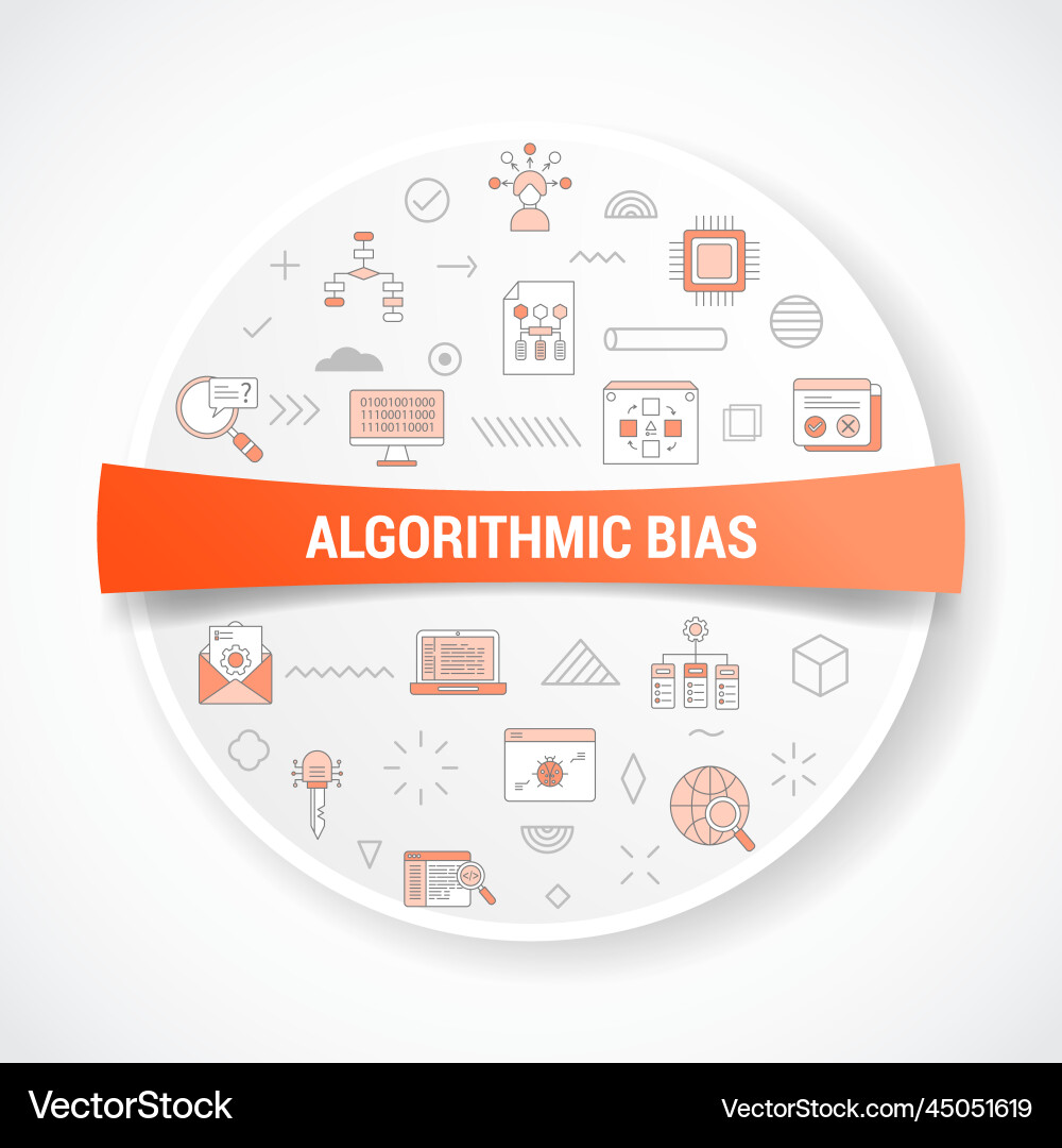 Algorithmic bias concept with icon Algorithmic bias concept with icon Vector Image