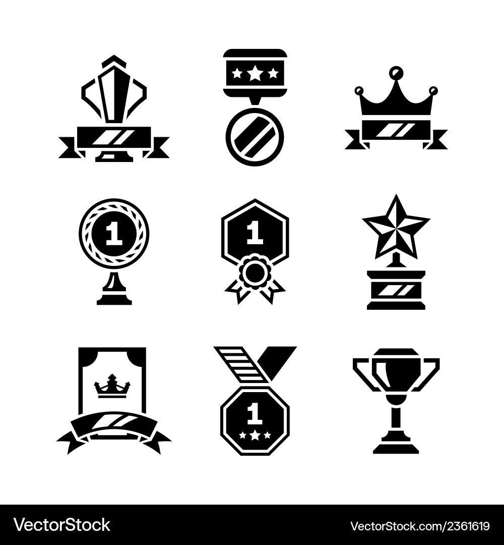Award and Trophy Icon Set Vector Image