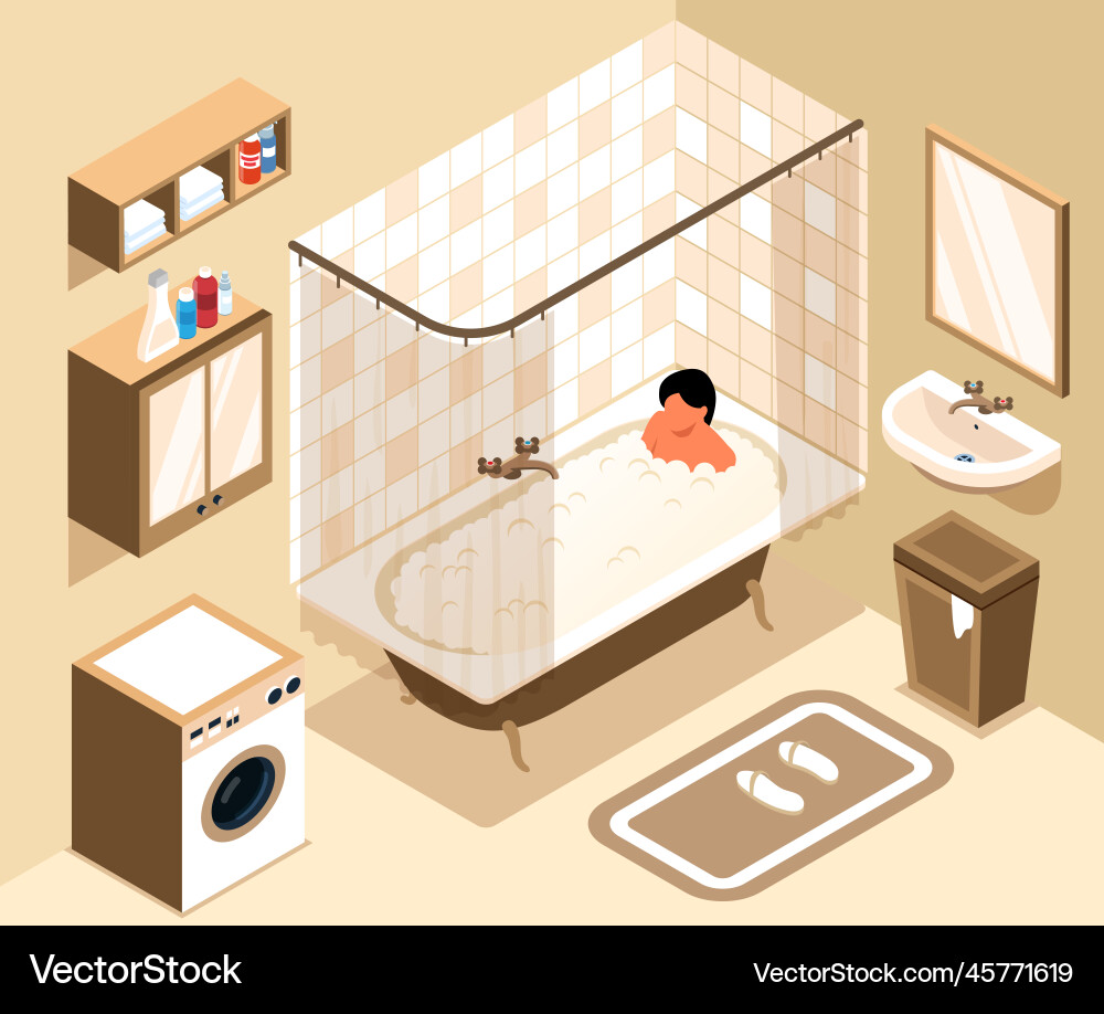 Bathroom isometric Royalty Free Vector Image - VectorStock