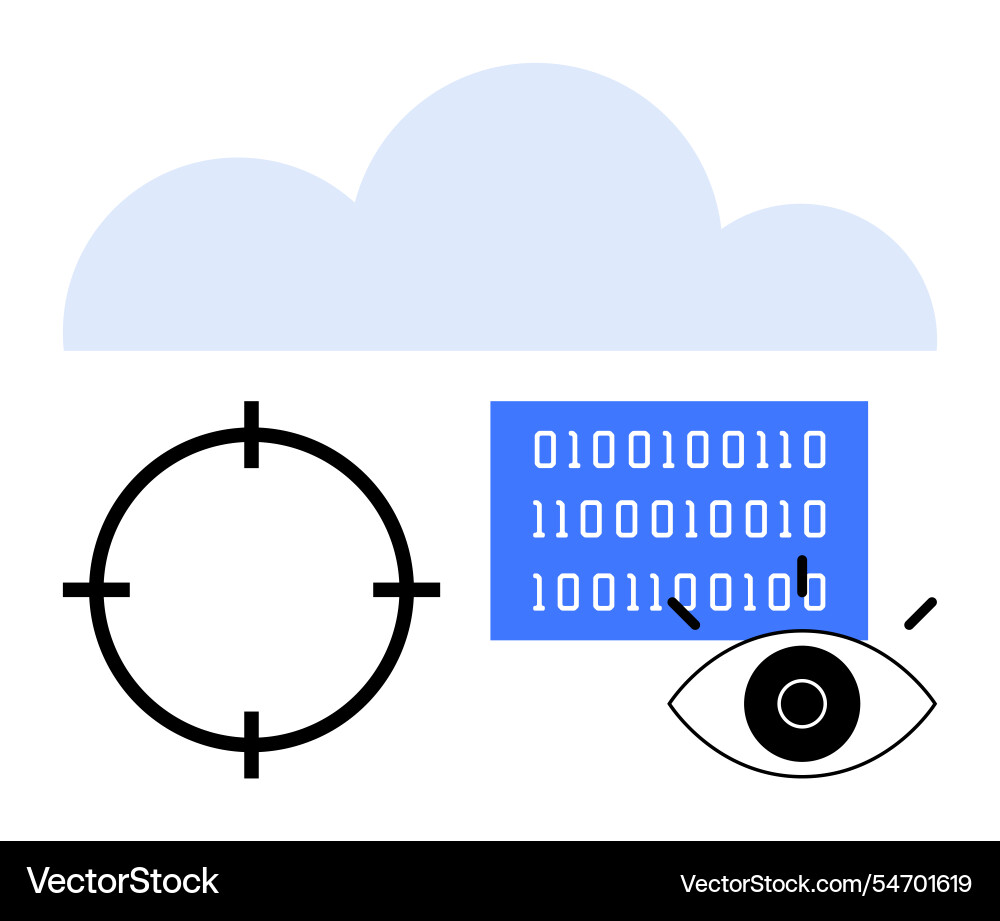 Cloud computing with target binary code and eye Cloud computing with target binary code and eye vector image