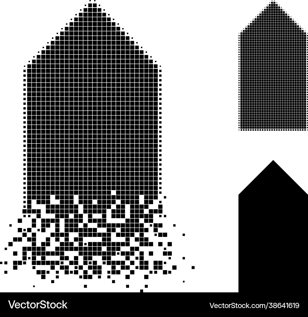 Disintegrating and halftone dot direction up icon Disintegrating and halftone dot direction up icon Vector Image