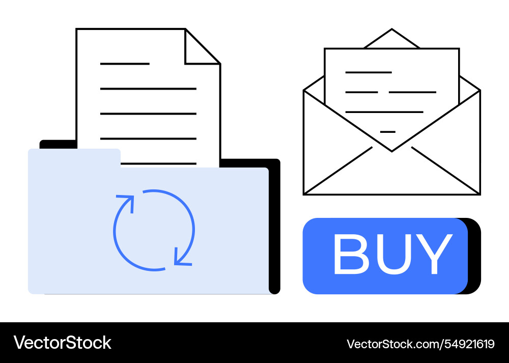 Document management with folder and email Document management with folder and email vector image