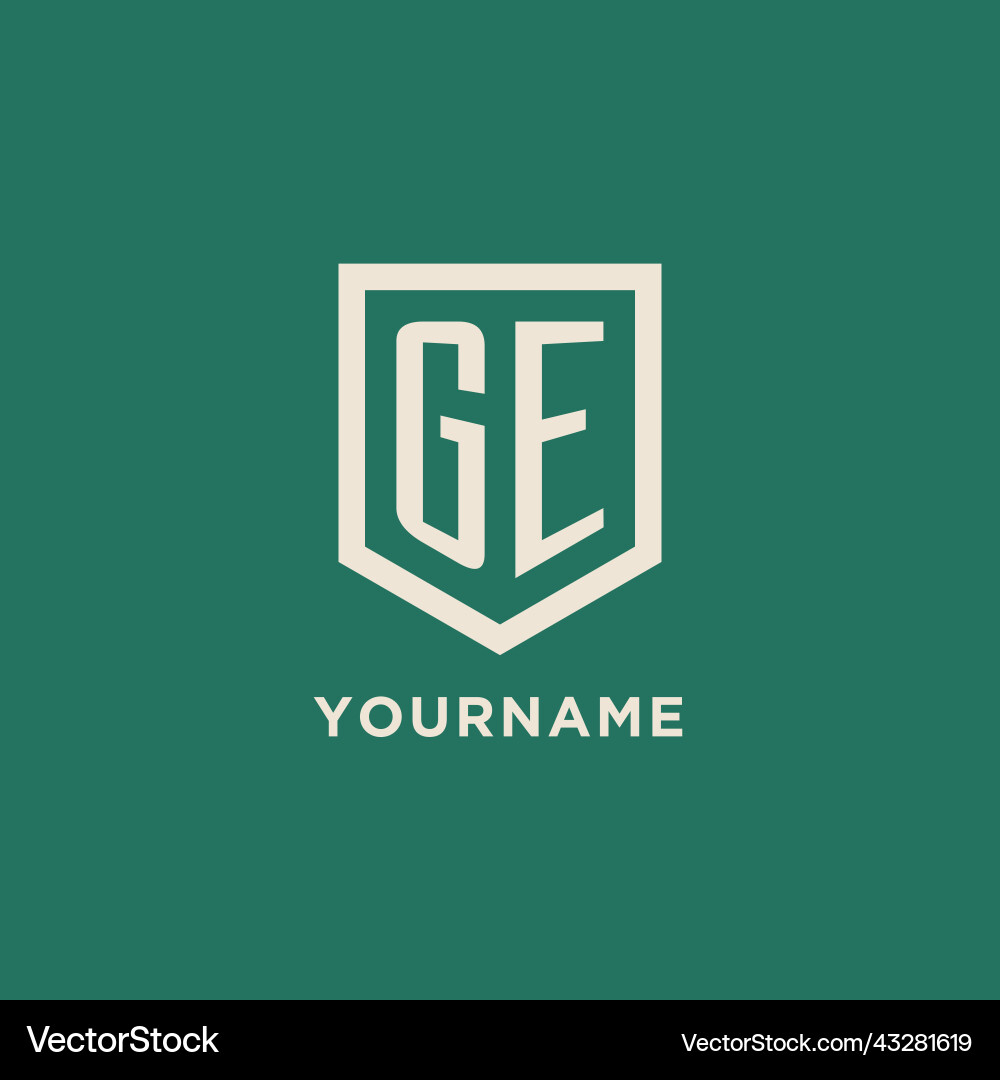 Ge initial logo monogram shield geometric shape Ge initial logo monogram shield geometric shape Vector Image