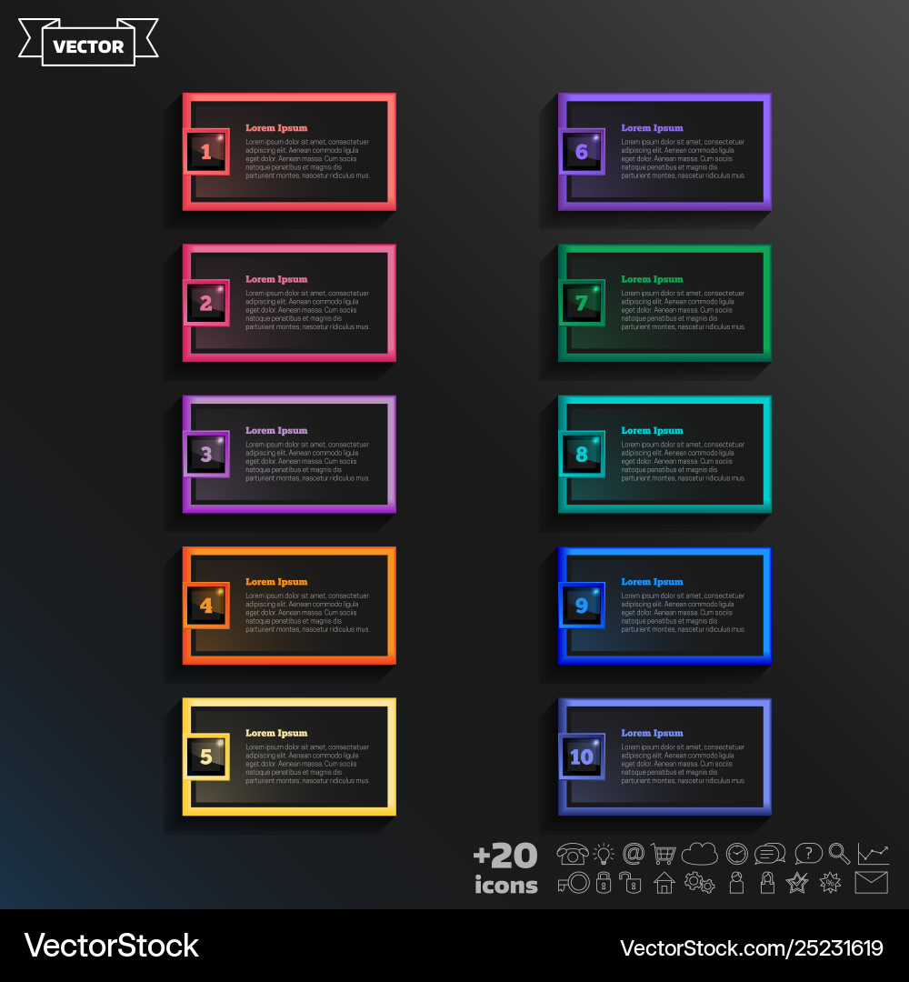 Infographic design list with colorful square vector image