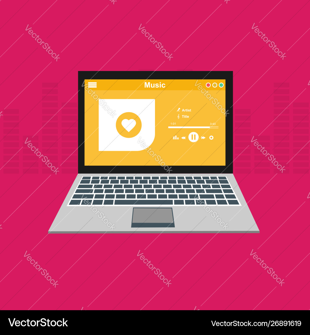 Media player application app template with flat Vector Image