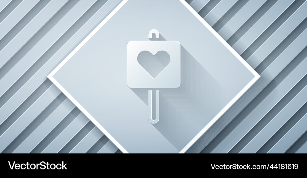 Paper cut map pointer with heart icon isolated Paper cut map pointer with heart icon isolated vector image